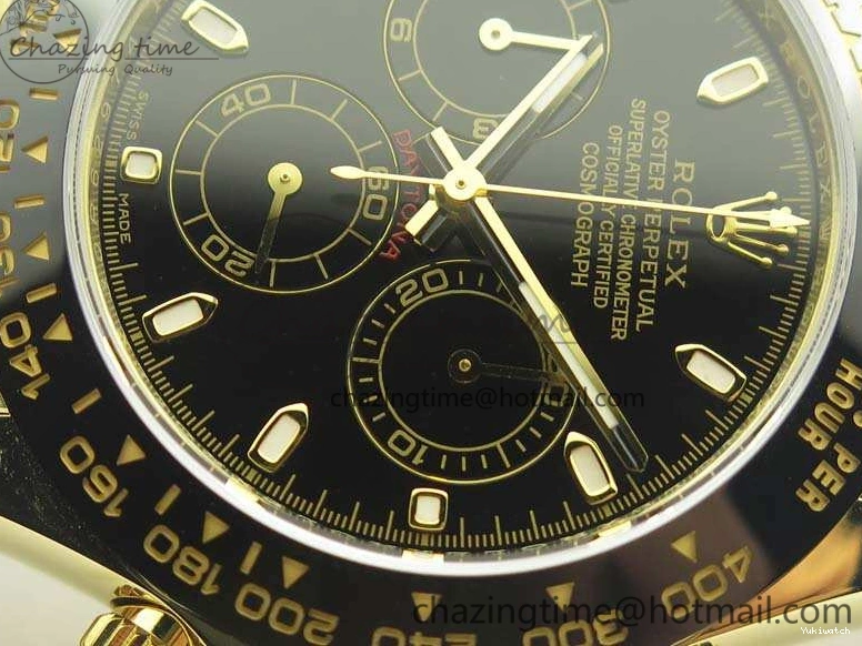 Daytona 1:1 Clone 116518 LN YG Dial Best Black ARF Rubber A4130 On Strap Super Edition 0303